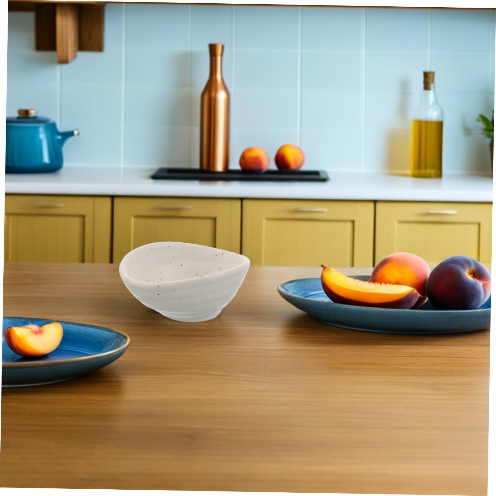 LABRIMP Plat à Sauce en Céramique Blanc Lot de 4 Style Japonerie