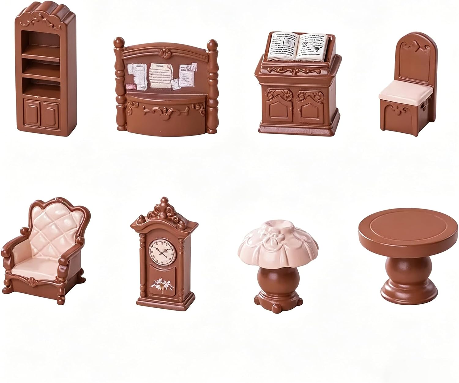8Pcs Vintage European Classic Library Resin Sculptures, Mini Table Chair Sofa Figurines, DIY Micro Landscape Ornaments for Desktop & Car Dashboard Decoration