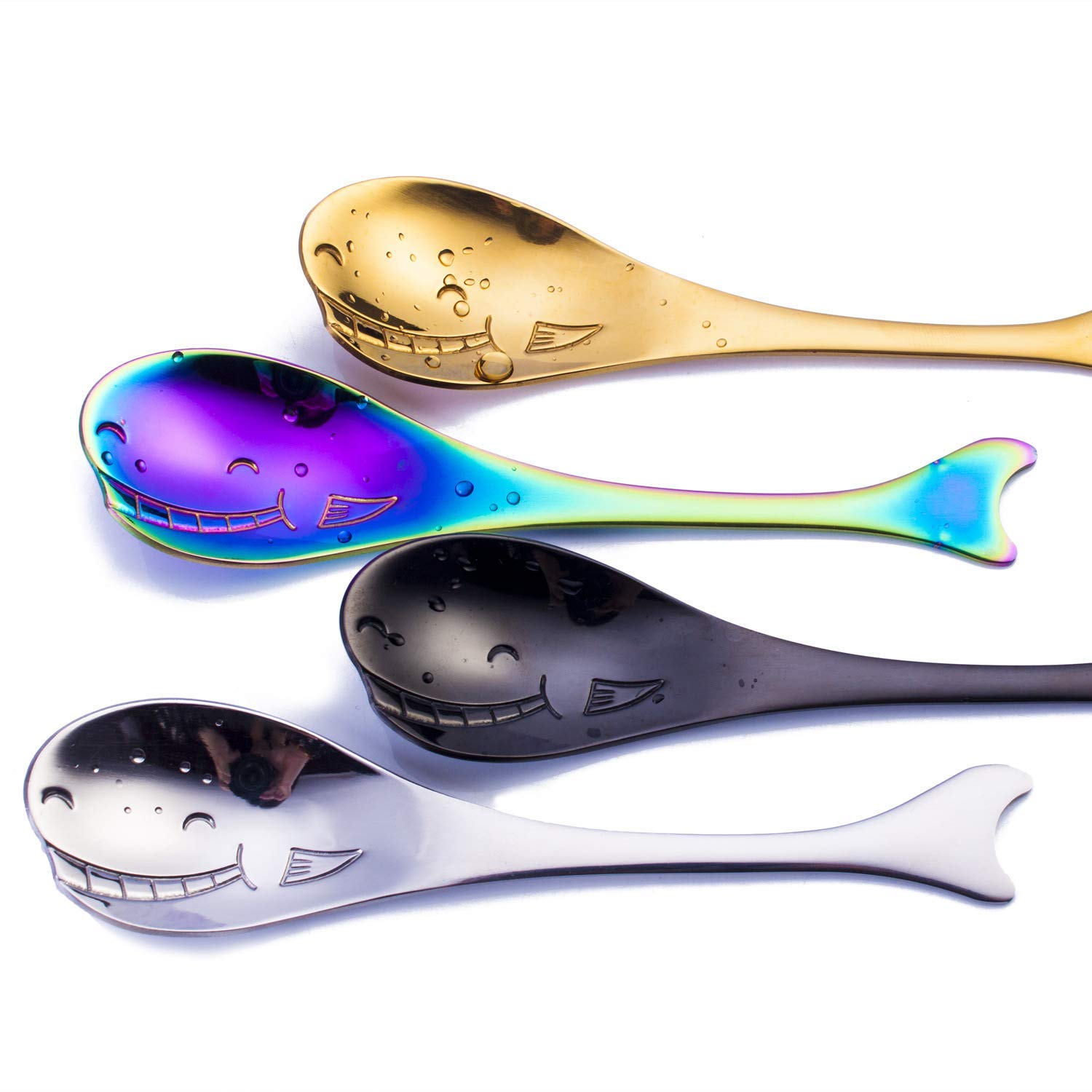 Stainless Steel Whale Teaspoon Dessert Spoons Coffee Spoon Tableware Creative Spoon Ice Cream Spoon Tea Spoon Set of 4