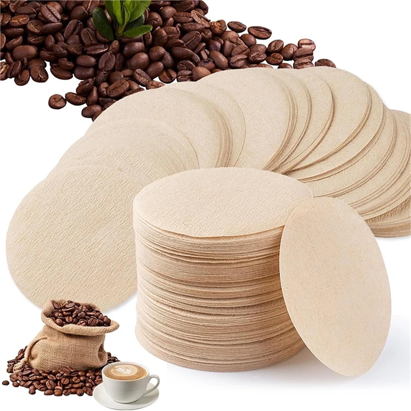1500Pcs Kaffeefilter Papierfilter Runde Einweg-Kaffeepapierfilter Kaffee-Werkzeug Für Haushalt Wohnen(Coffee)