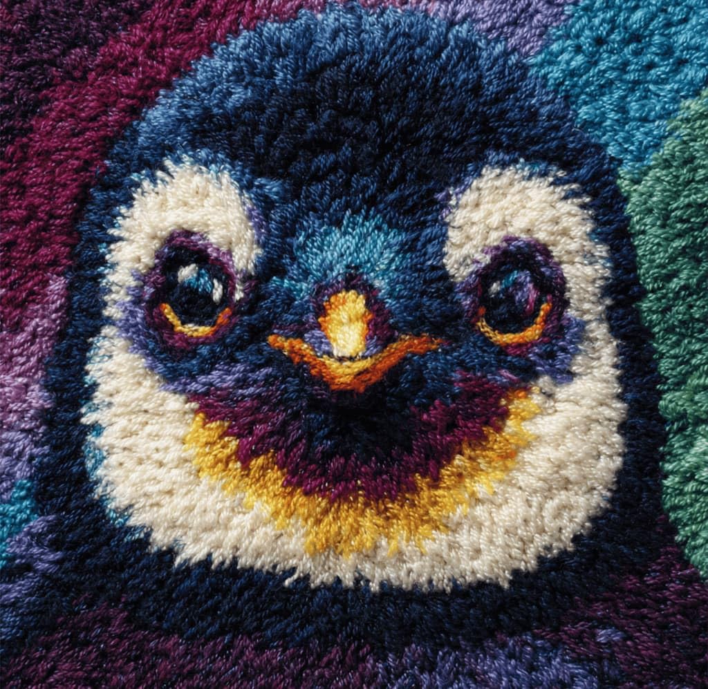 Beginner Latch Hook Cushion Kit,Penguin Decor Pillow Cover 43X43Cm