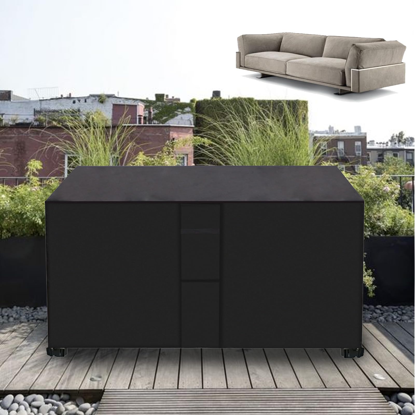 Copertura Per Mobili Da Giardino 150x75x80 Cm - Tessuto Oxford 420D Impermeabile E UV Resistente, Per Tavoli, Sedute, Patio