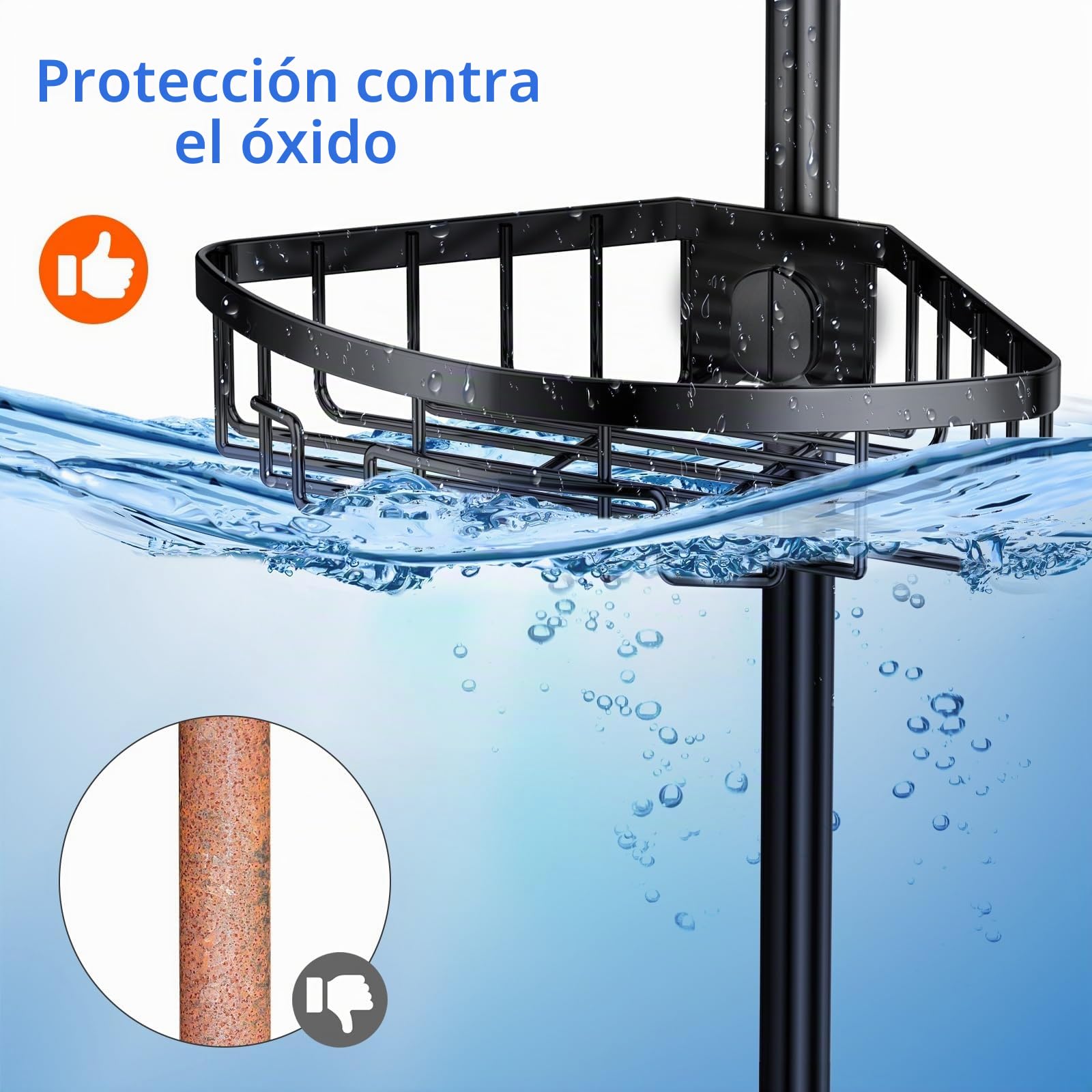Bomclap Estantería telescópica para ducha de metal con 4 cestas y 1 toallero, estante de ducha sin taladrar para baño y bañera, altura regulable 157-292 cm, color negro