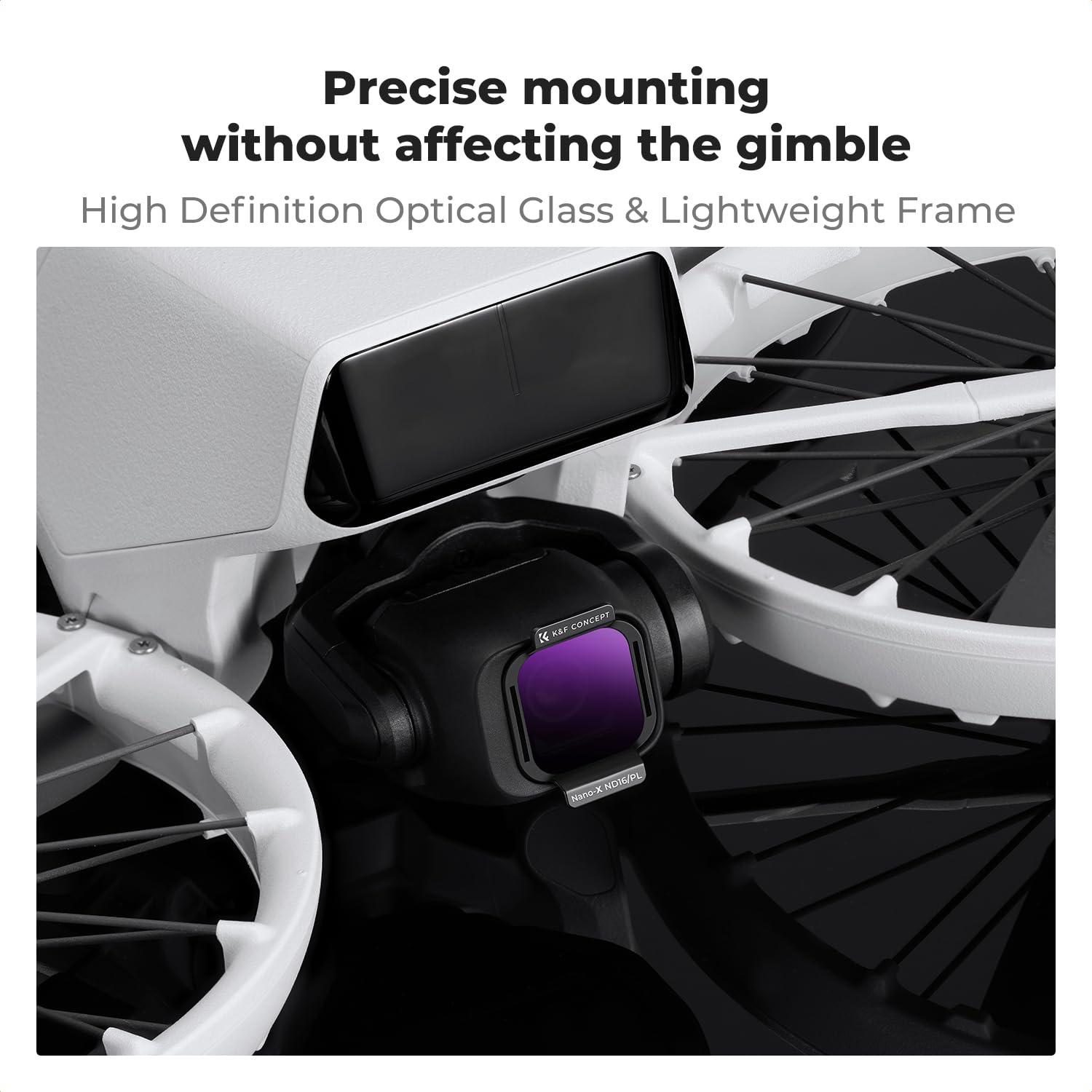 Zestaw filtrów ND K&F CONCEPT kompatybilny z DJI Flip, 4 sztuki filtrów ND8/PL, ND16/PL, ND32/PL, ND64/PL, szkło optyczne HD z wieloma powłokami, aluminium
