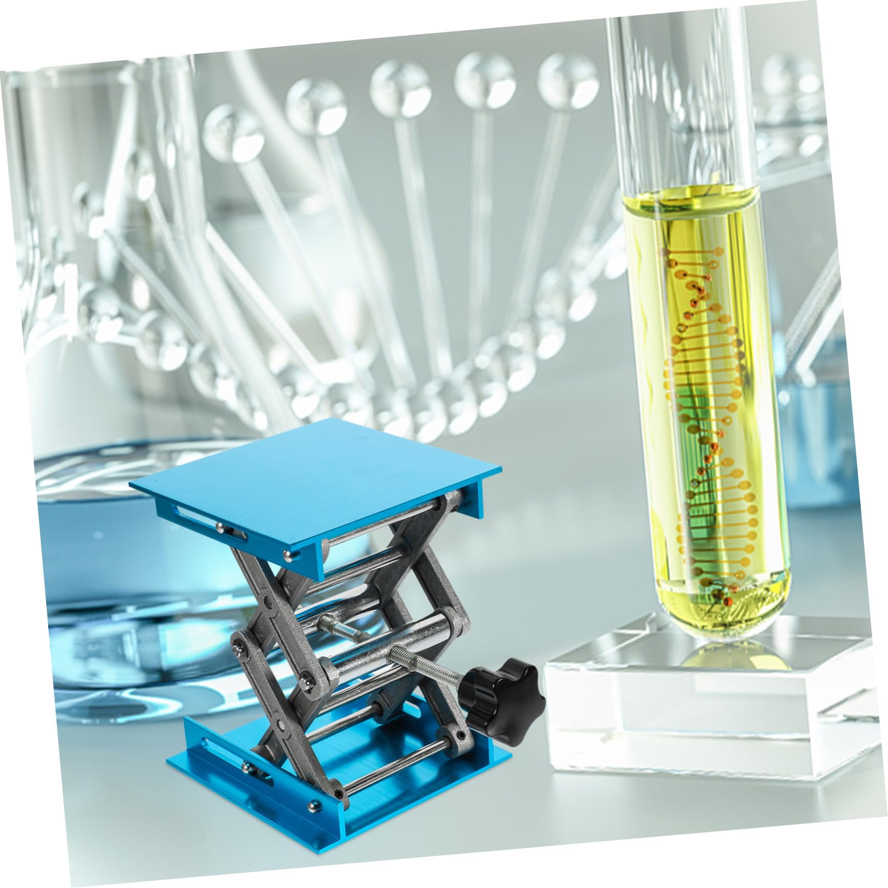 Sollevatore da Laboratorio Regolazione Altezza in Lega di Alluminio e Funzione Anti-olio Piattaforma Elevatrice Manuale per Esperimenti Biologici e Laboratori