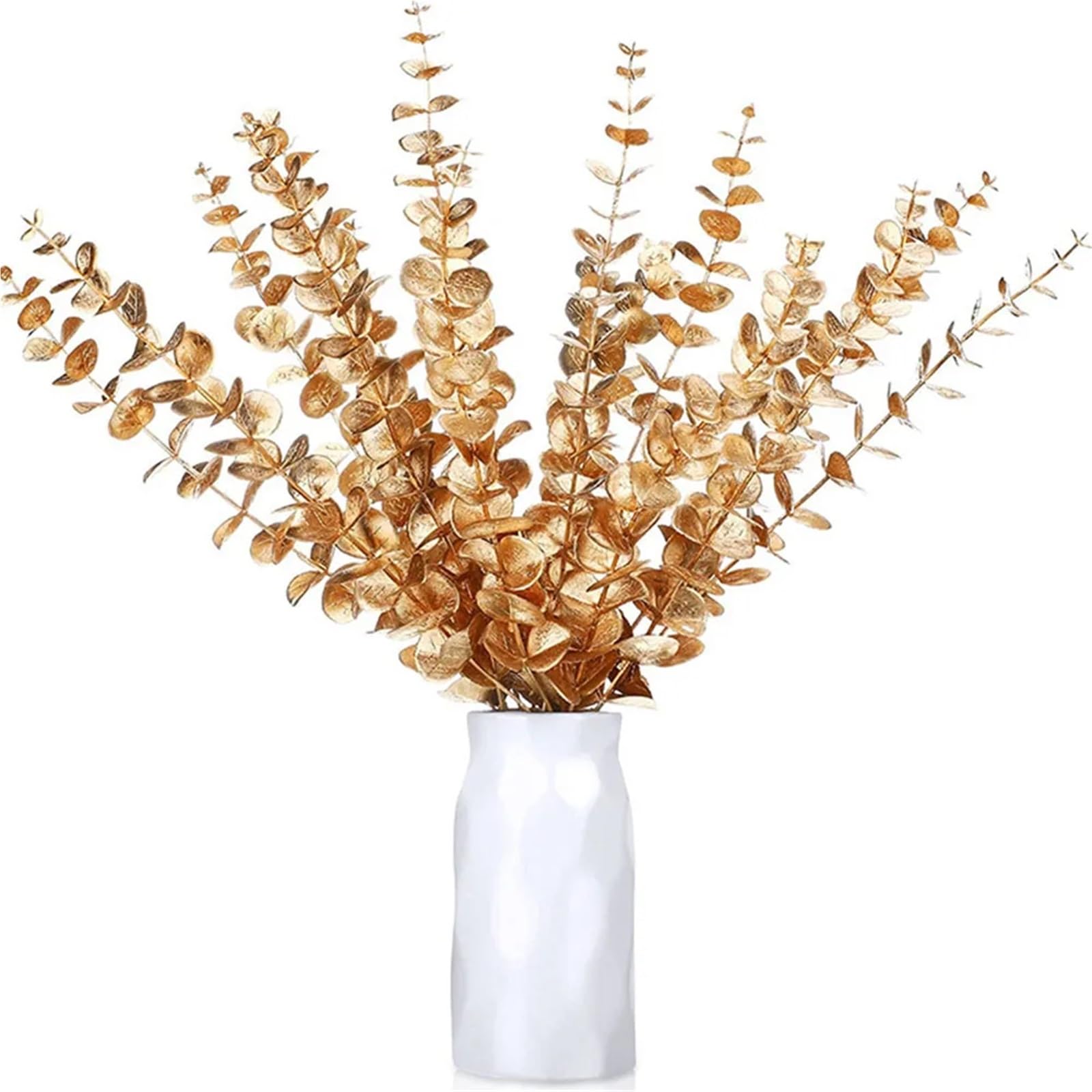 Rami di pino artificiali, Confezione da 30 aghi di pino artificiali con glitter natalizi e rami eucalipto, decorazioni for la casa multimatrimonio(Golden Eucalyptus)