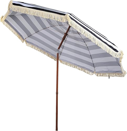 Miniatura 2 de Hula - Sombrilla Tiki de paja tropical, palapa, rafia, tiki hut, sombrilla hawaiana para patio con flecos, sombrilla bohemia de 6 pies 8 pies y 9