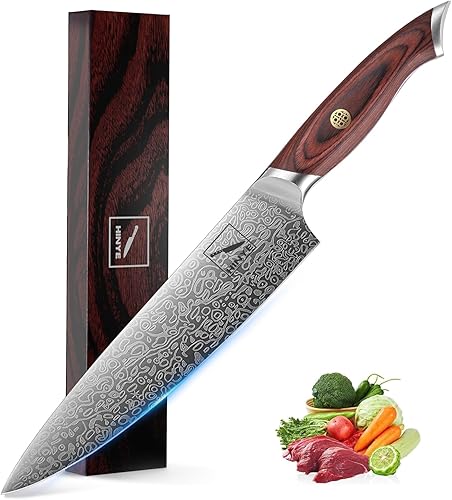 Miniatura 9 de Cuchillo de chef de cocina de acero inoxidable de alto carbono de 8 pulgadas, mango de madera negra, hoja antiadherente texturizada, resistente al