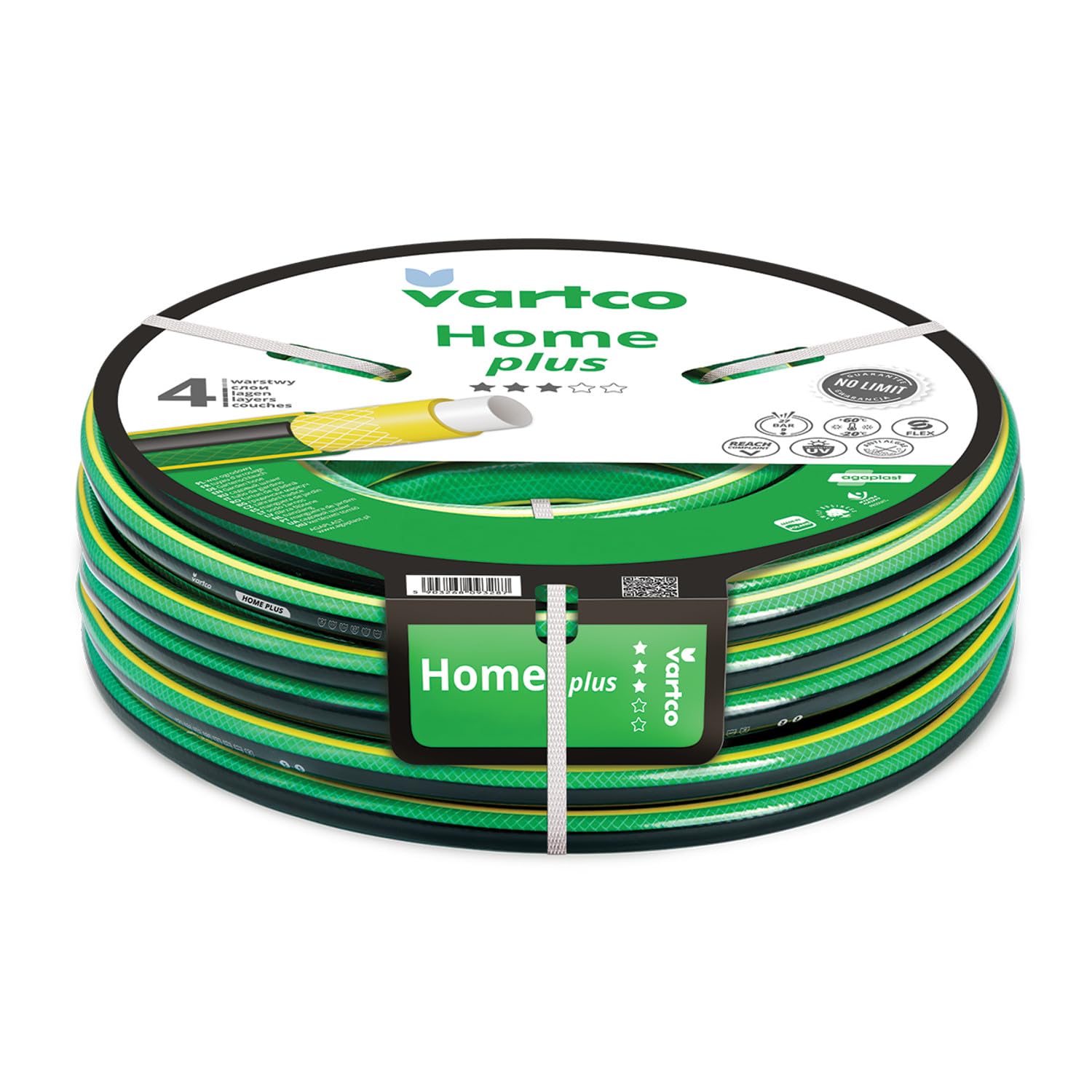 Manguera de agua Home Plus de 4 capas, antitorsión, flexible, de poliéster, trenzado en cruz, resistente a los rayos UV, 27 bares (1/2 pulgada, 50 m)