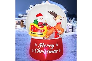 5.9 FT Christmas Inflatable Snow Globe Yard Decorations Santa Claus on Sleigh with Reindeers