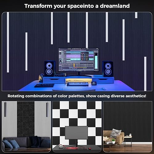 Miniatura 6 de Paquete de 16 paneles acústicos plegables grandes de espuma negra, 12 x 12 x 0.47 pulgadas, alta densidad (1.2 lbpie), ideales para insonorizar