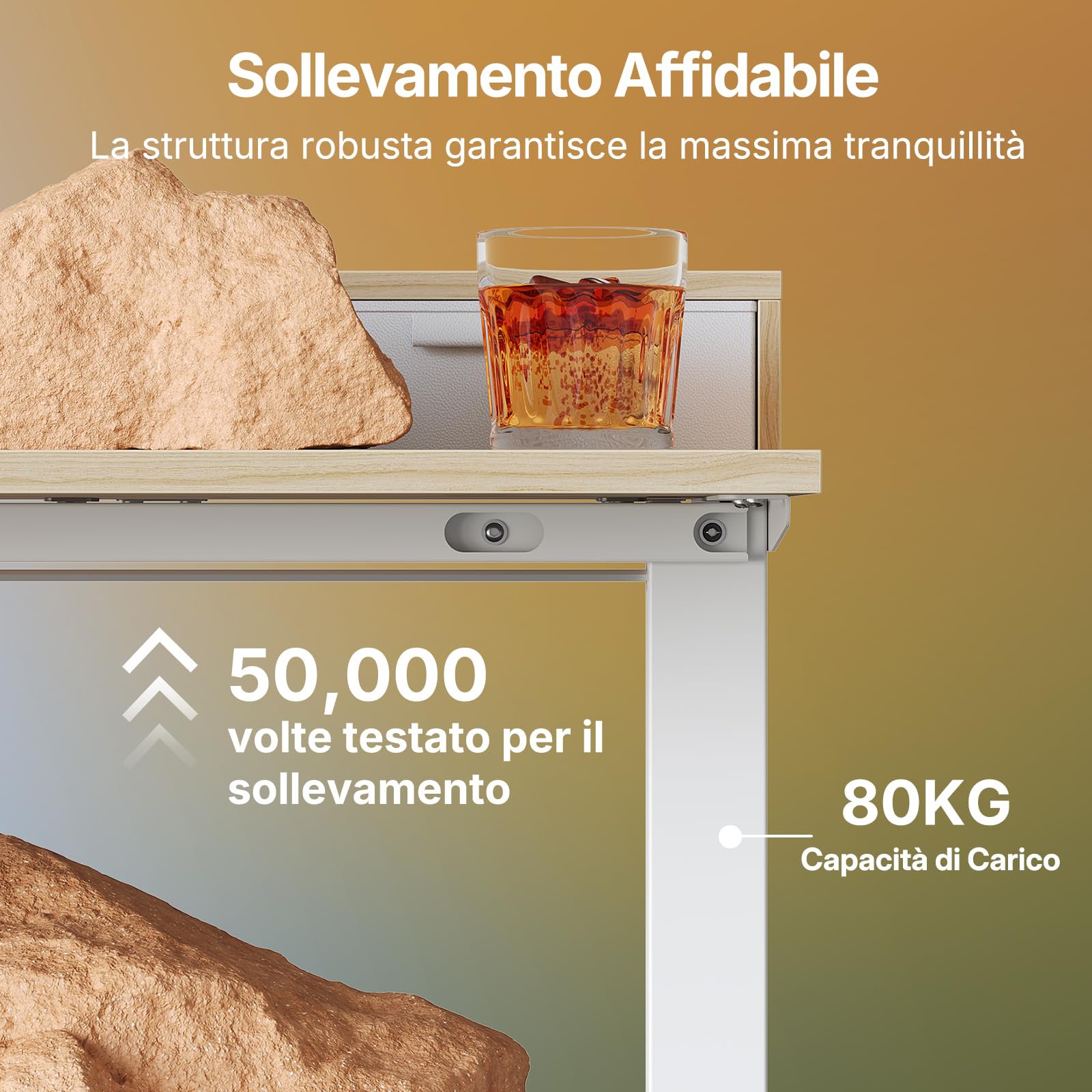 HUANUO Scrivania con Cassetti 100 x 60 cm 4 Memorie | Supporto a Morsetto a C, Scrivania Regolabile in Altezza, Stand Up Ufficio