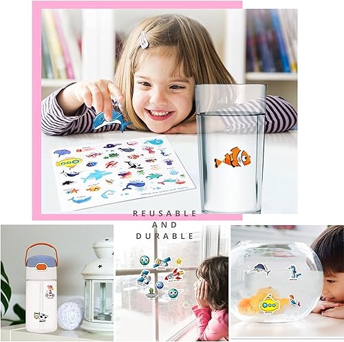 Miniatura 4 de Libro de calcomanías reutilizables, calcomanías de animales, duraderas y no adhesivas, adhesivos para ventanas para niños, calcomanías educativas de