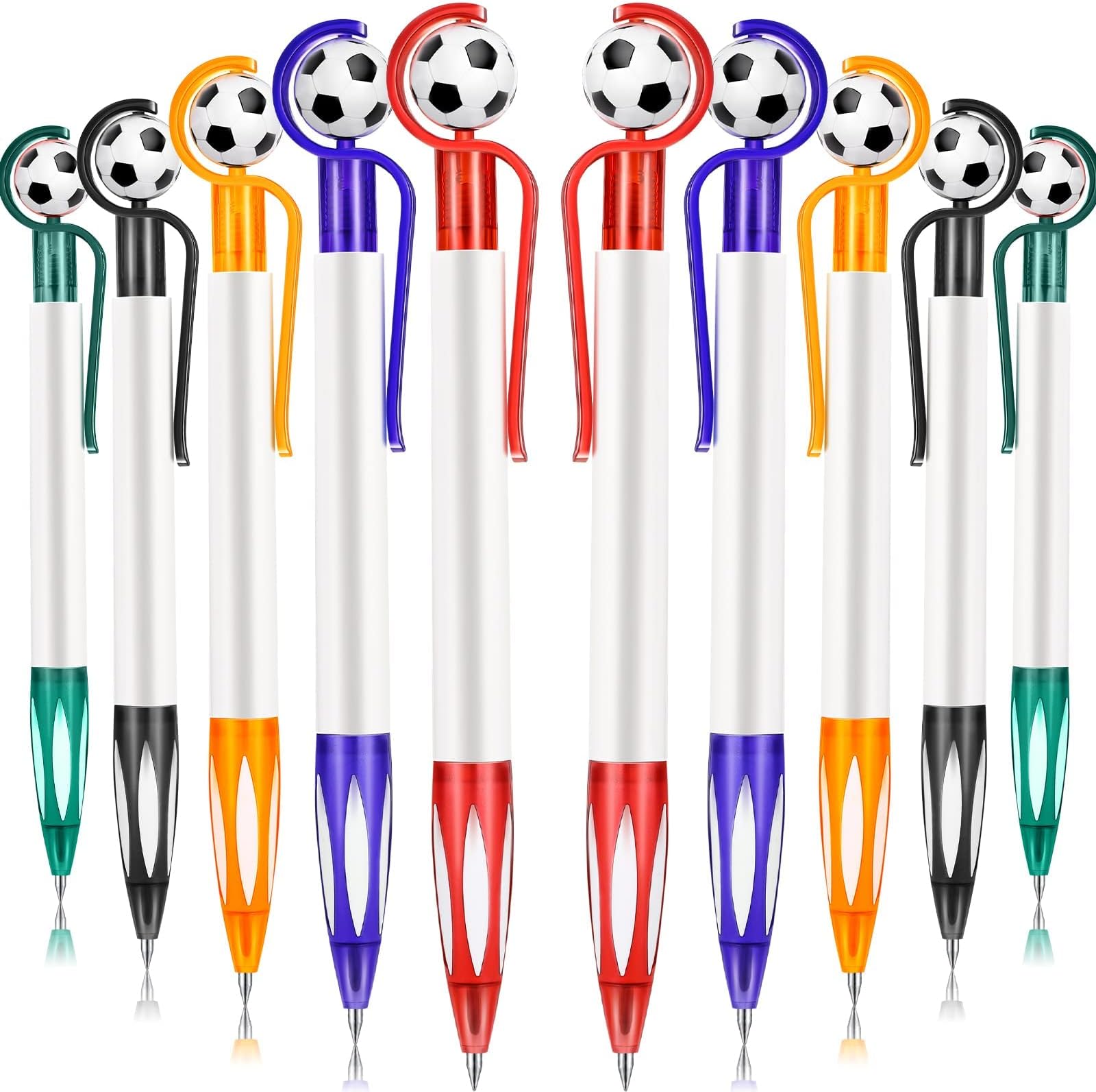 TERRIFI 20 Pcs Soccer Shape Ballpoint Pens with Soft Grip, Multicolor Retractable Pens with Black Ink, Perfect for School, Football Fans, 5 Colors Included (Simple)