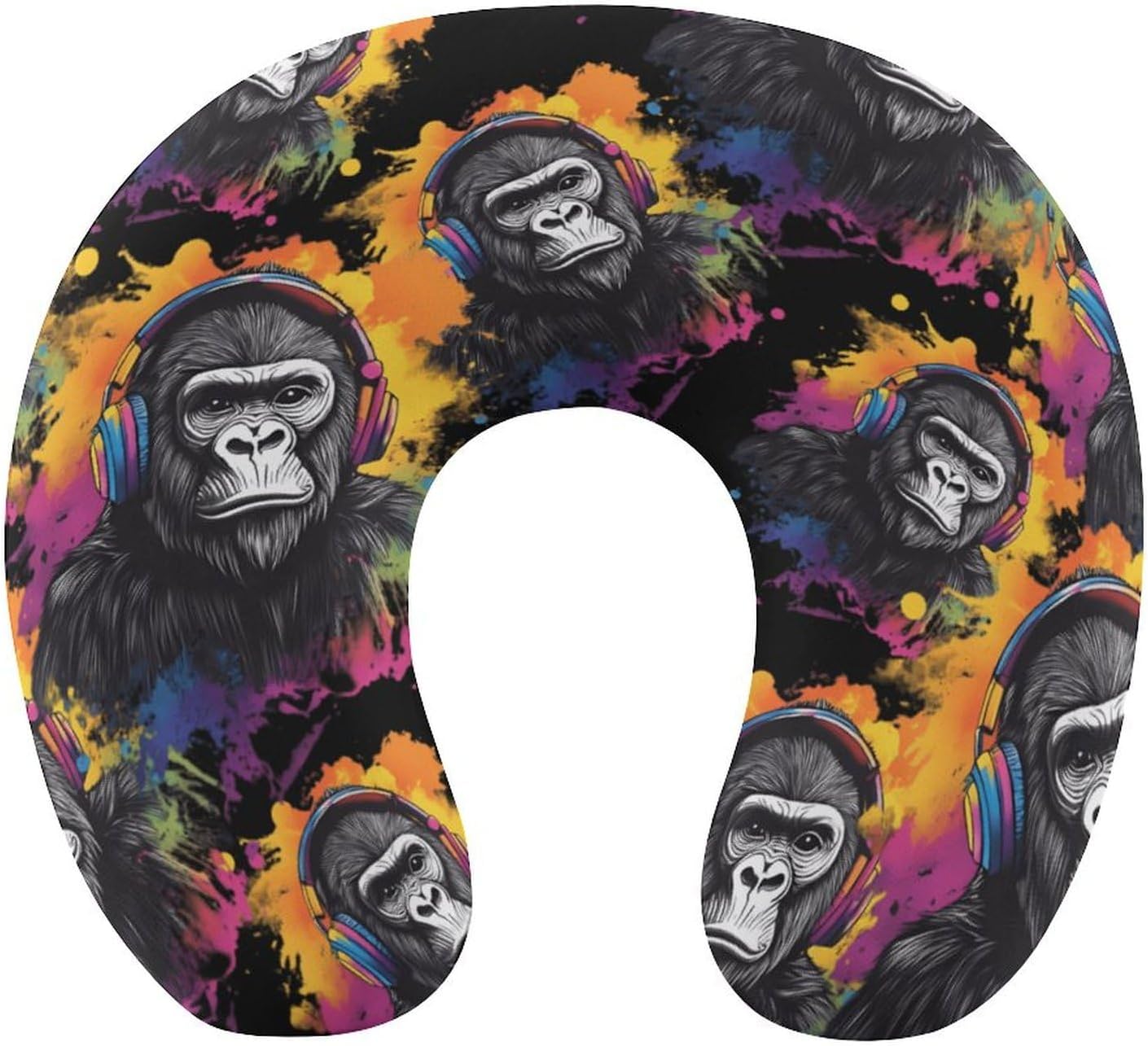 Colorful Gorilla Monkey Memory Foam Pillows U Shaped Travel Neck Pillow