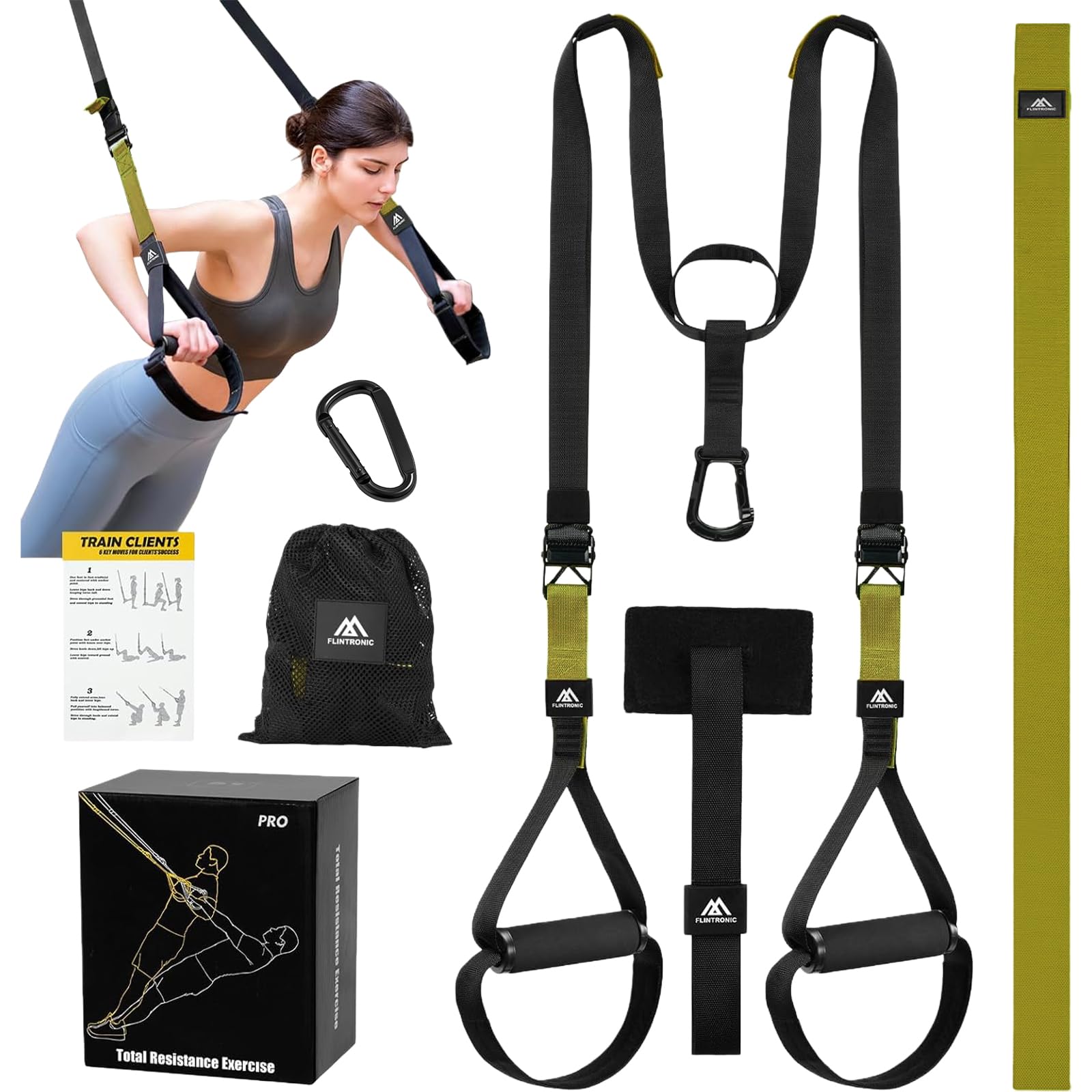 Flintronic Schlingentrainer, Sling Trainer Set für EIN Ganzkörpertraining, Schlingentrainer für Zuhause