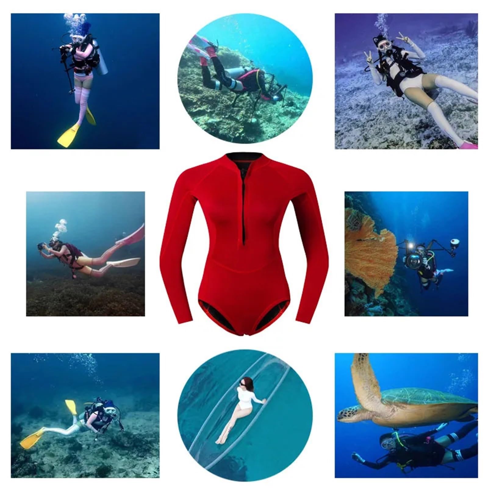 Mutino da Sub Muta da Sub da Donna in Neoprene da 2 Mm Attrezzatura da Sub Rosa Costume da Bagno A Maniche Lunghe Costume da Bagno da Surf Muta da Snorkeling(Pink,M)