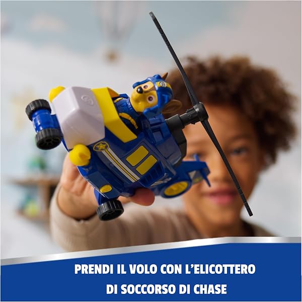 Paw Patrol Air Rescue, Elicottero della Polizia con personaggio Chase da collezione, veicolo di soccorso con lanciatore e 2 proiettili, giocattoli per bambini e bambine dai 3 anni in su - 4