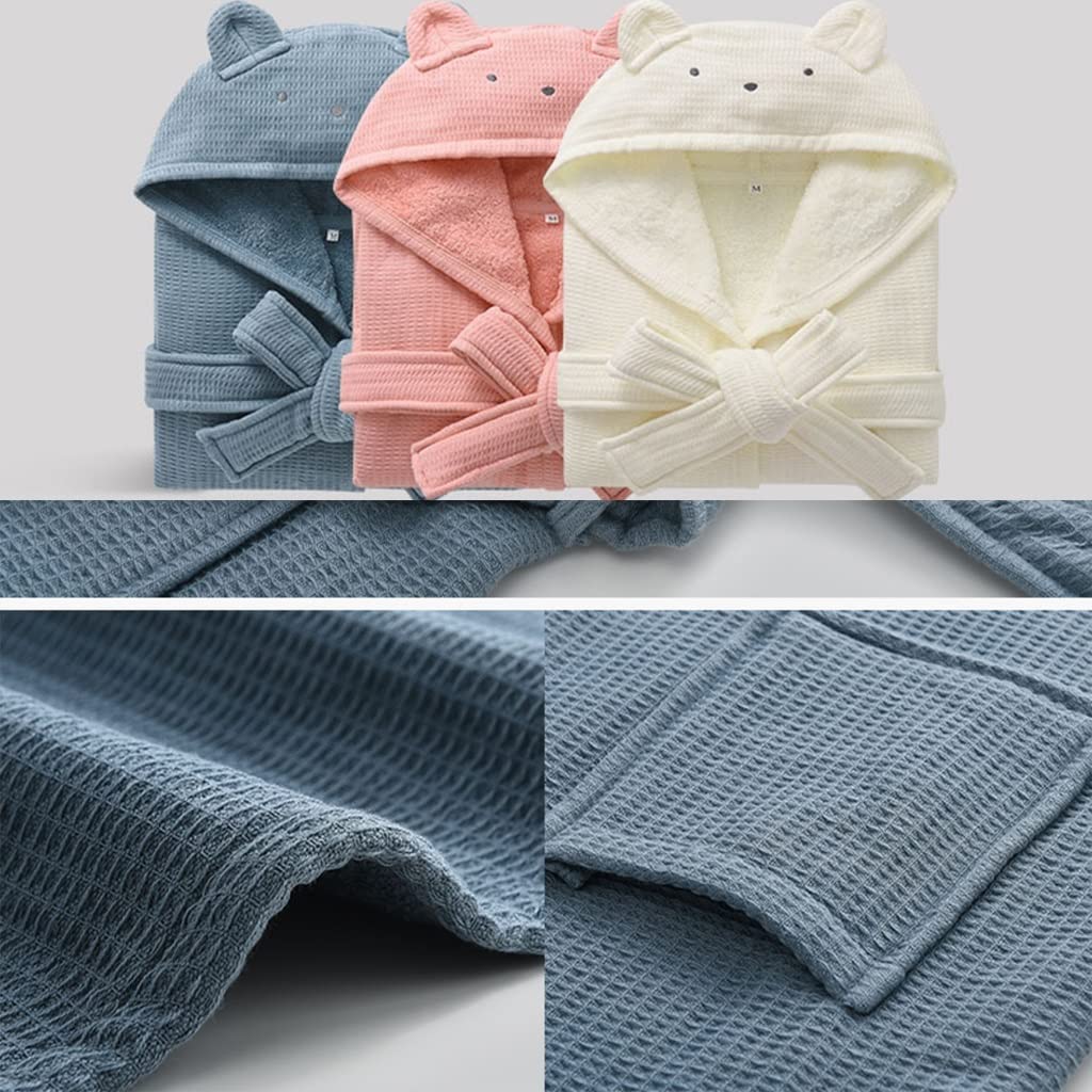 Szlafrok Szlafrok Dziewczęcy Z Kapturem， Śliczna I Ręcznikowa Szlafrok Z Kapturem Z Paskiem Dla Dziewczynek， Wygodna Odzież Domowa (Color : White, Size : 4-7years)