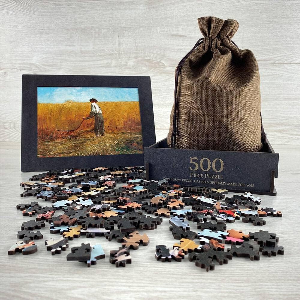 The Veteran in a New Field Wooden Puzzle by Winslow Homer. Wooden Jigsaw Puzzles for Adults - 500 Pieces