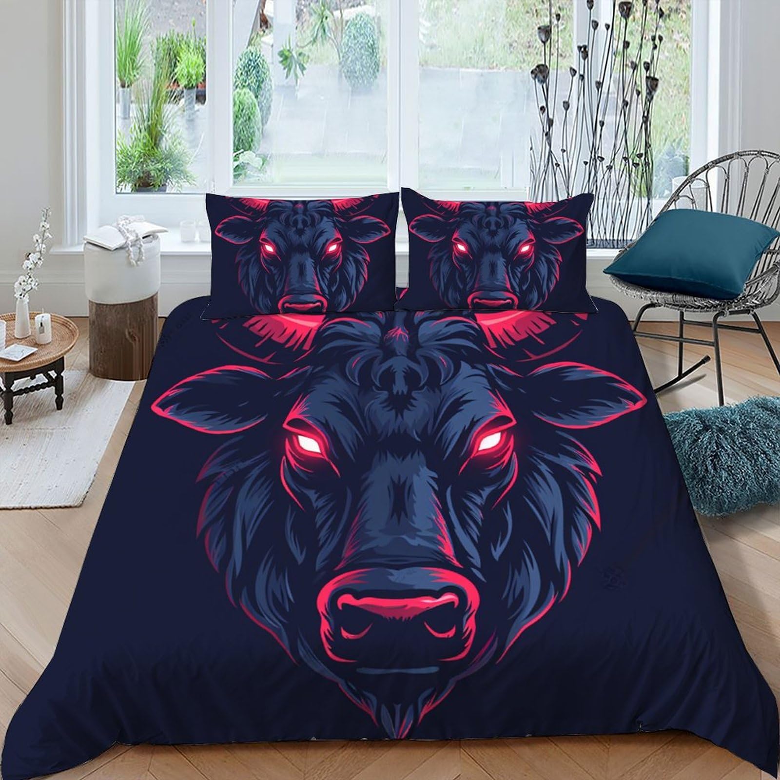 Parure de lit bétail microfibre King fini le linge terne et froissé