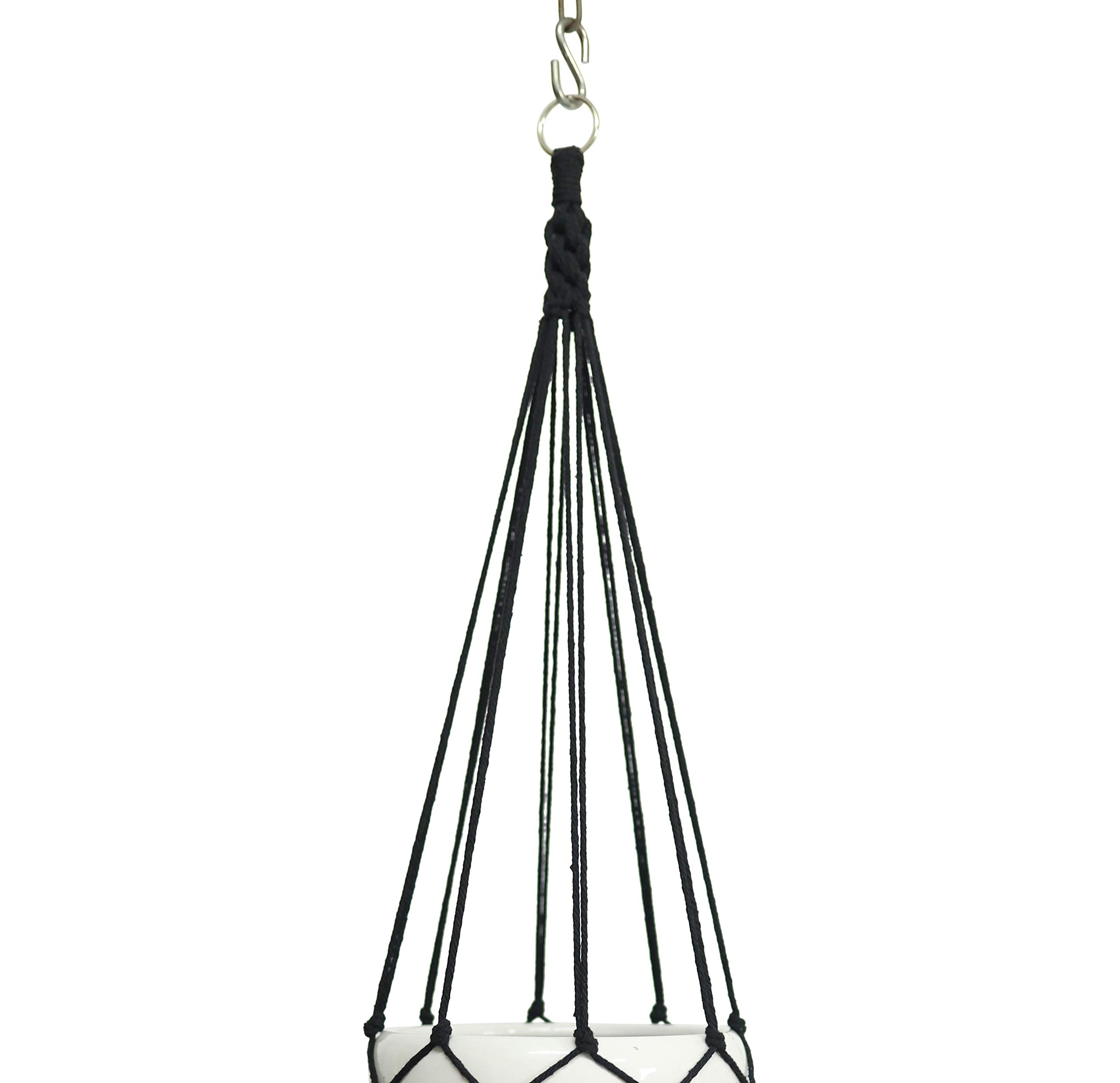 Makramee Pflanzenhänger Aus Baumwollseil – 132 Cm Lang, Für Töpfe Bis 25,4 Cm – Beige