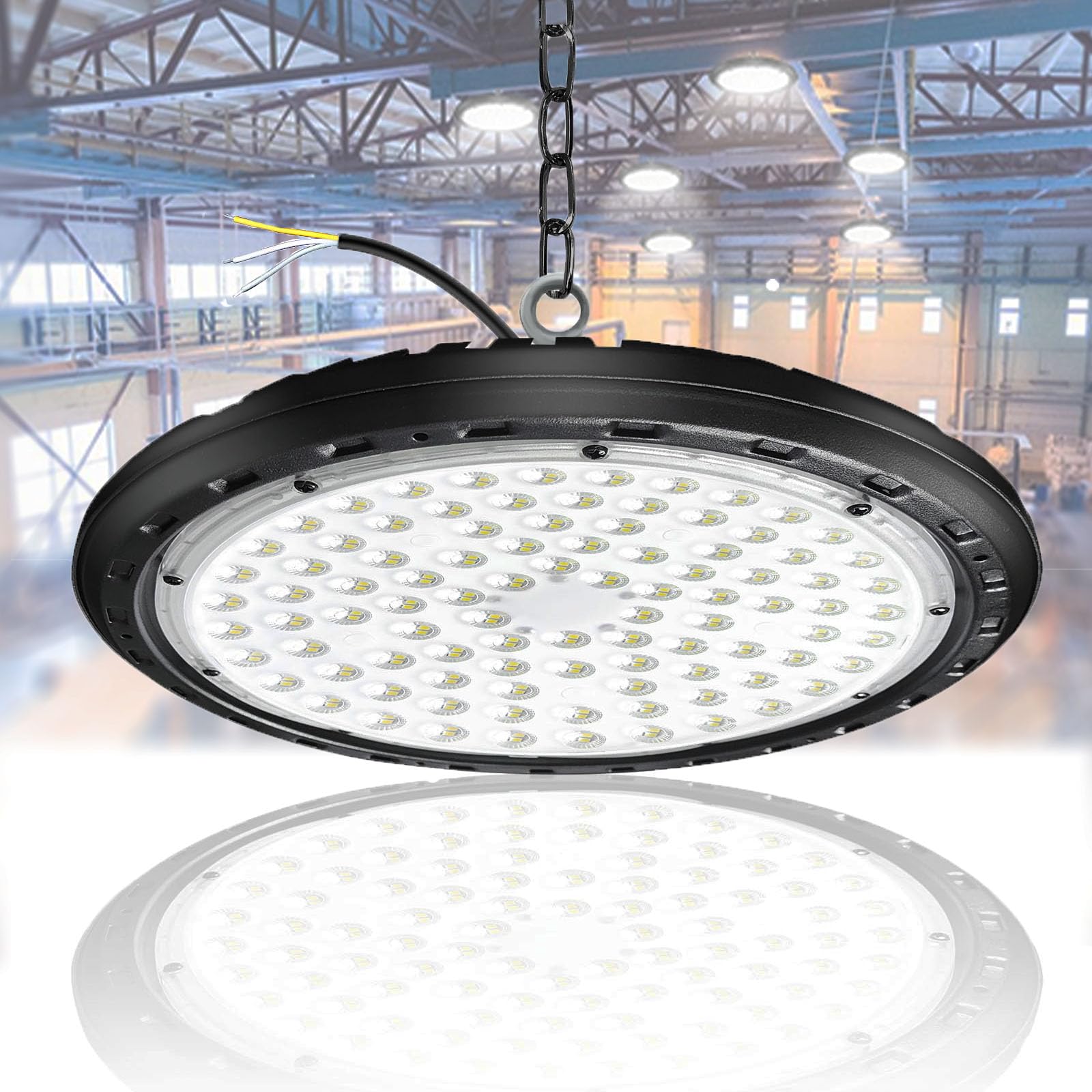 Faretto LED UFO 200W 20000LM - Illuminazione Industriale IP65 Per Garage, Magazzini E Officine (4 Pezzi) - Foto 4