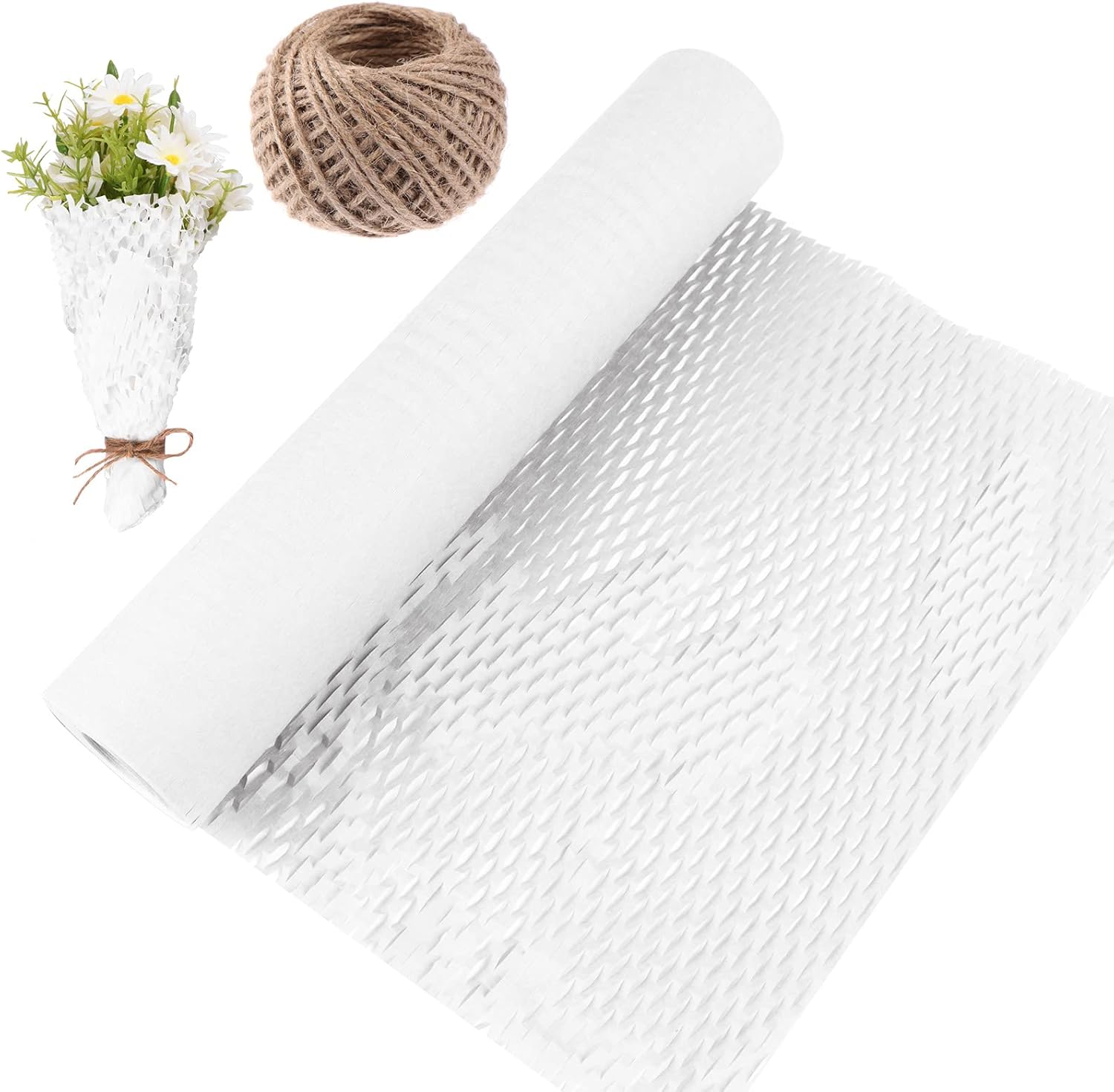 Honeycomb Cushioning Wrap Roll with Long Hemp Rope 12 in x 66 Ft Kraft Packing Paper for Moving Boxes Eco-Friendly Honeycomb Wrap Roll Honeycomb Wrap White Paper Roll for Gift Packing & Moving : Office Products