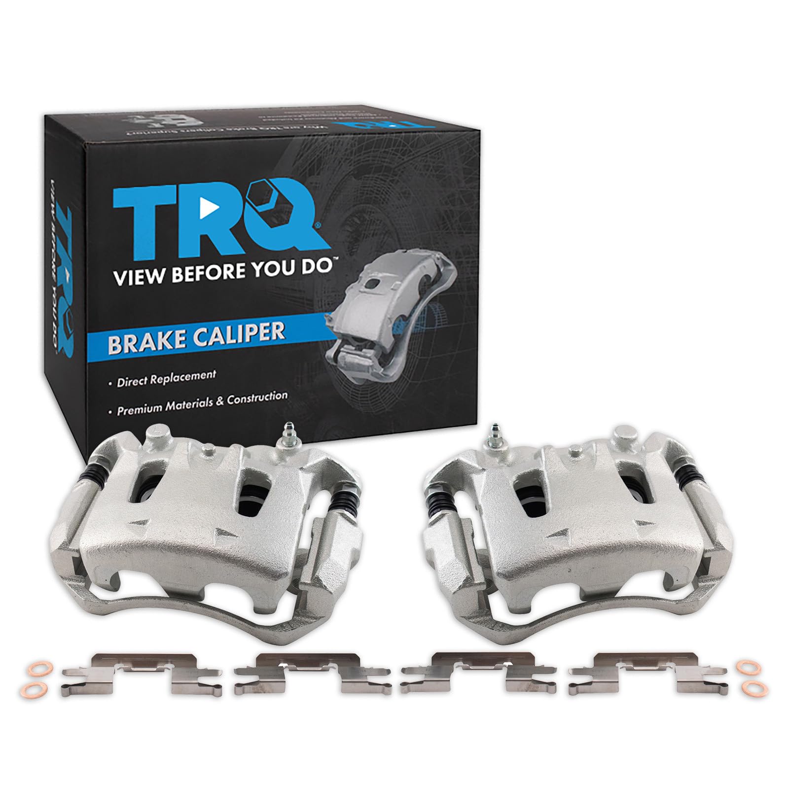 TRQ Front Driver and Passenger Side Brake Caliper Set Caliper Brackets