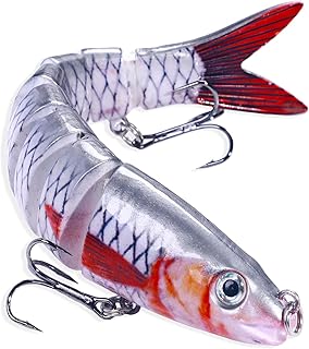 Leurres de Pêche Bioniques, Leurres de Pêche Multi Articulé Bionic à Couler Lent au Brochet, Leurre Peche Carnassier pour Bar, Perche, Truite, Appâts de Natation en Eau Douce et Salée