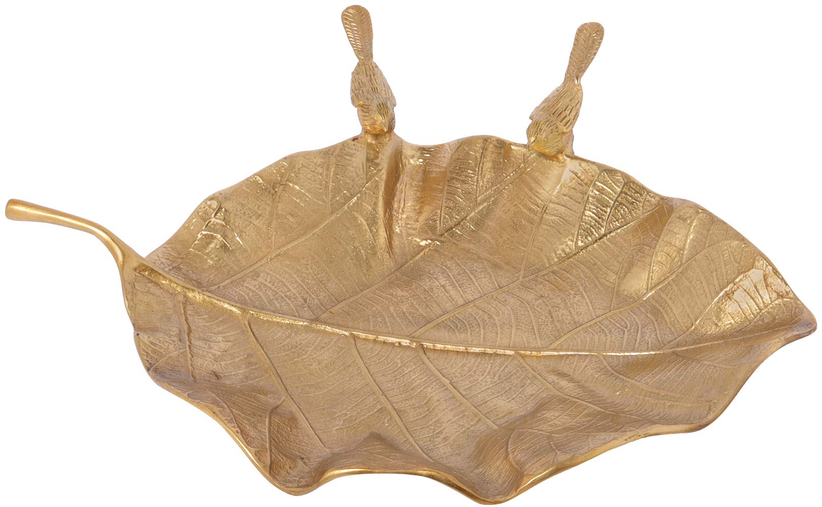 Exotic India Designer Pipal Leaf Tray (Urli) - Brass Statue