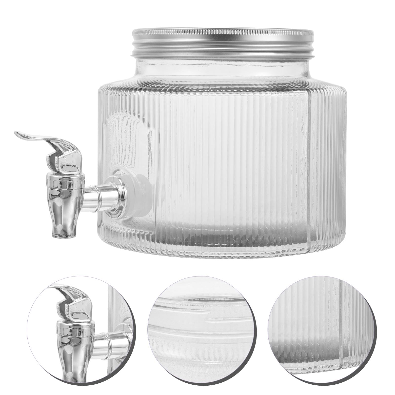 Tofficu Glas Getränkespender 2,8l mit Zapfhahn und Dichtendem Deckel Einzigartiges Design für Eistee Limonade und Früchtetee bei Gartenparty oder Picknick