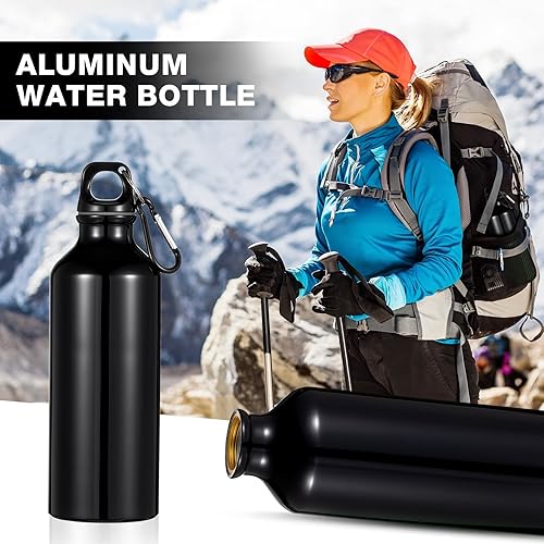 Miniatura 4 de 24 botellas de agua de aluminio de 17 onzas, botellas reutilizables de aluminio con clips, paquete múltiple de agua ligera para deportes, fácil de