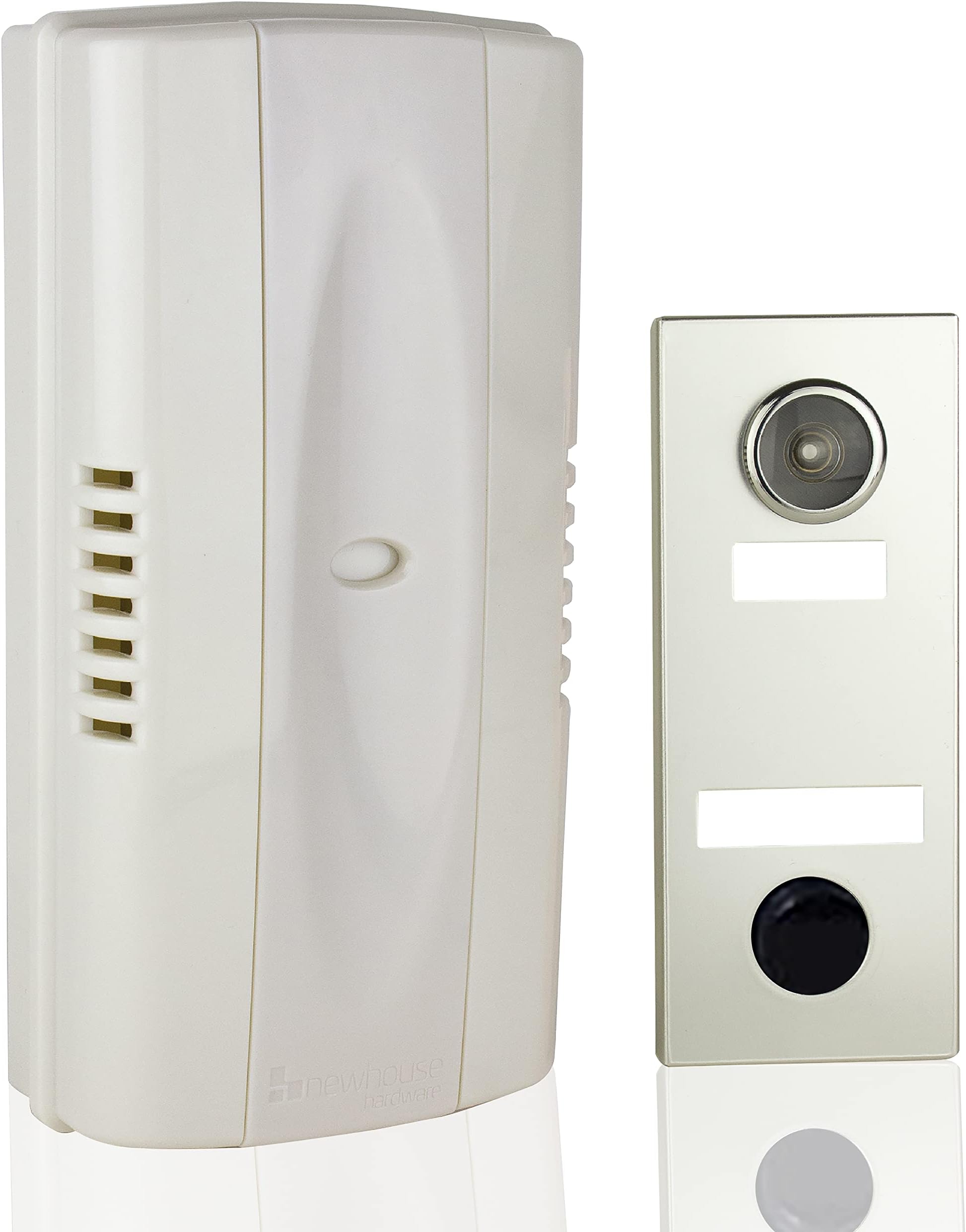 2-Note Mechanical Door Bell Chime and Door Button with Viewer, Silver