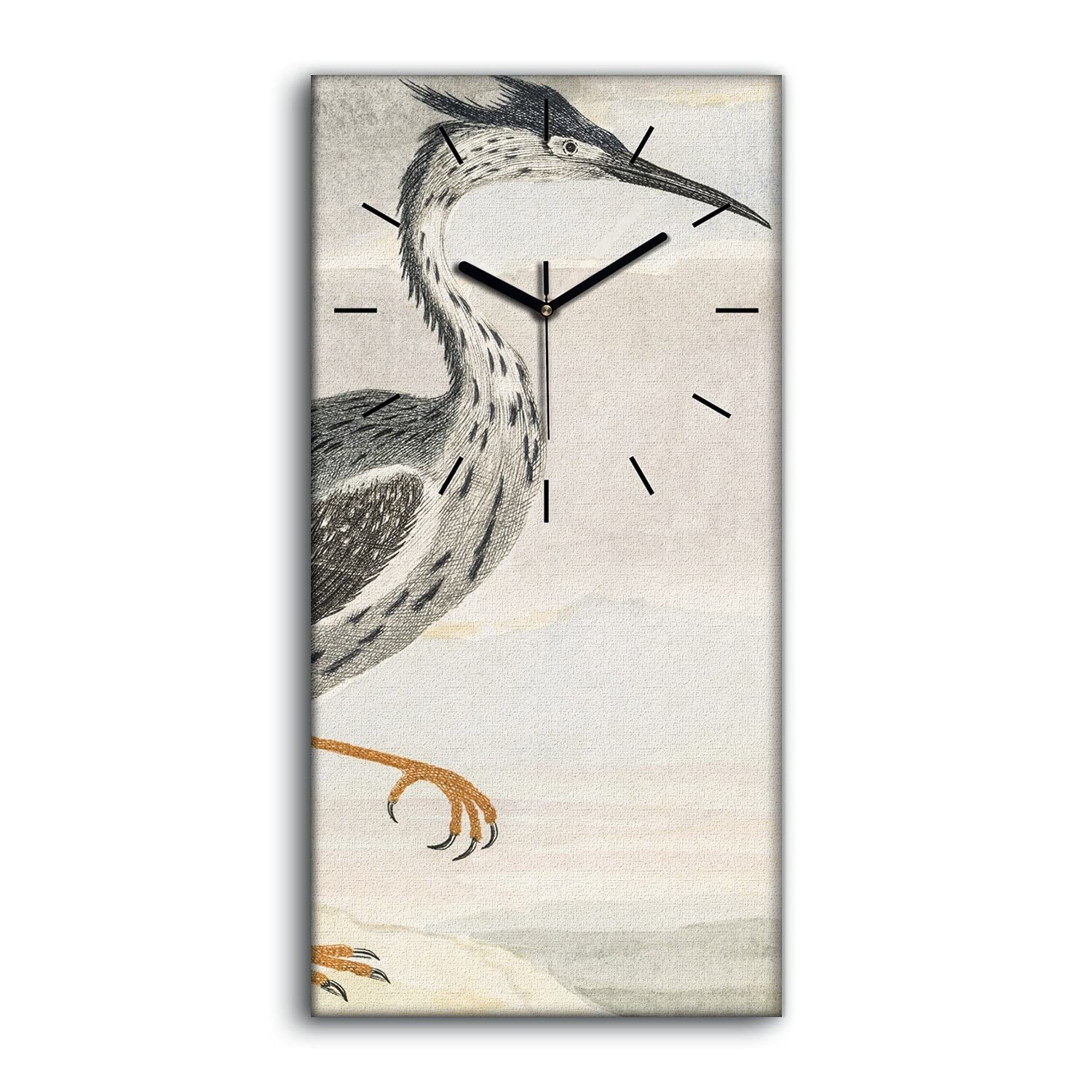 Horloge sur toile 30x60cm oiseau et nuages idéale pour un salon moderne et silencieux