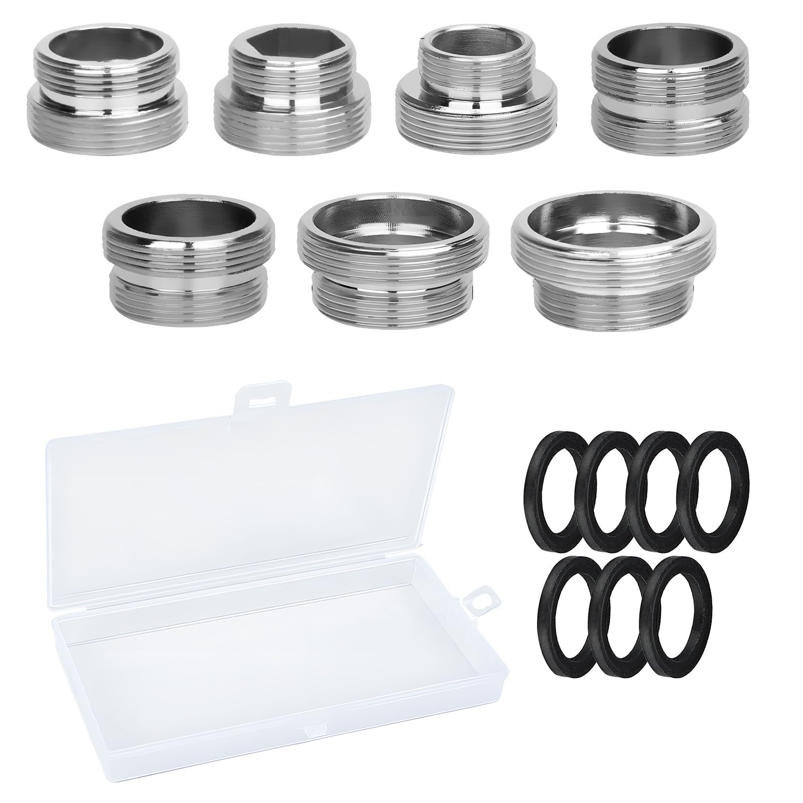 Set di 7 adattatori per rubinetto M18 M22, adattatore filettato per aeratore da cucina, tubo da giardino, filtro dell'acqua e connettori standard, compatibilità universale per diversi tipi di