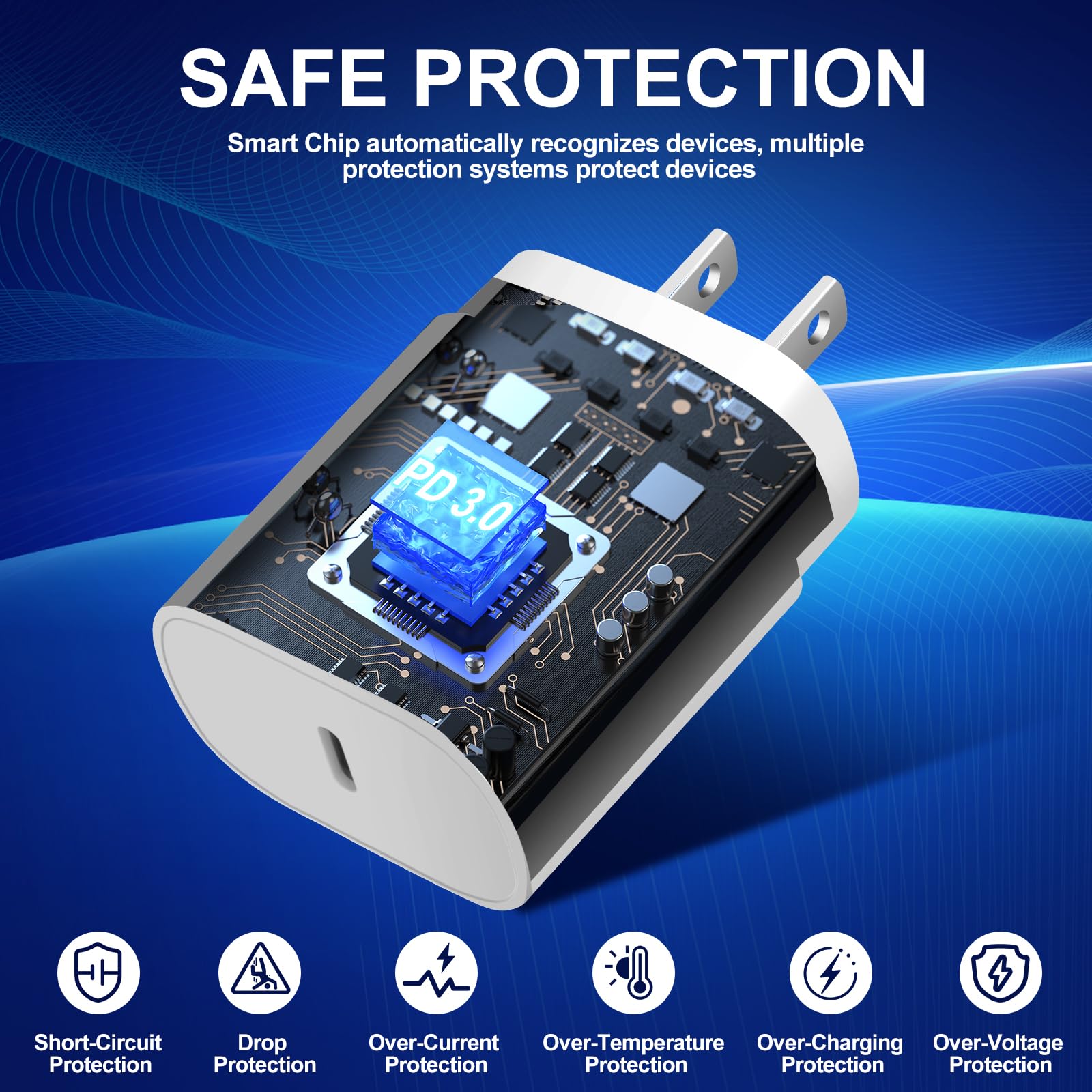 Caricabatterie USB C per Samsung, 25 W di tipo C, blocco di ricarica rapida, confezione da 3 caricabatterie per telefoni Android, 3 m, extra lungo, cavo di ricarica rapida per Galaxy S25 Ultra/S25+
