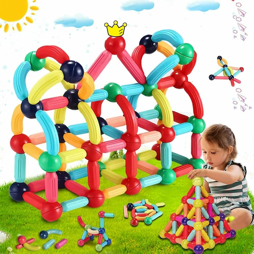 Cartup Magnetic Building Sticks Blocks Kids Toys, Learning Sticks and Balls, Activities Toys for Toddlers, Educational Magnet Building Blocks,Kids Toys for 3+ Year Old Gifts (42PC)