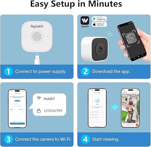 Miniatura 8 de Cámara de ventana de 3MP, montaje magnético, visión nocturna a todo color 2K, alertas inteligentes de detección de movimiento, grabación 247, audio