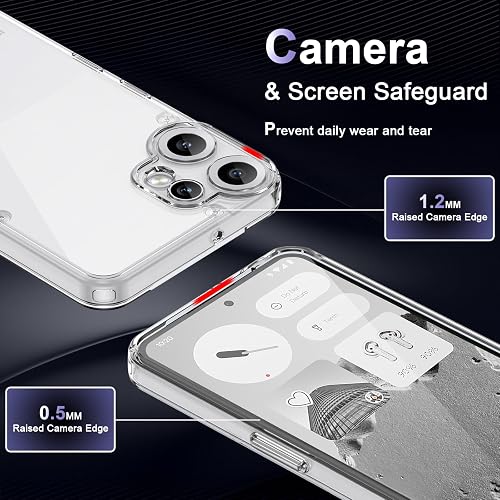 Cover per Nothing CMF Phone 2 Pro, Custodia in TPU Antiurto Sottile di Livello Militare, Resistente all'ingiallimento, Case per Telefono in PC Rigido, Retro Antigraffio, Trasparente - 5