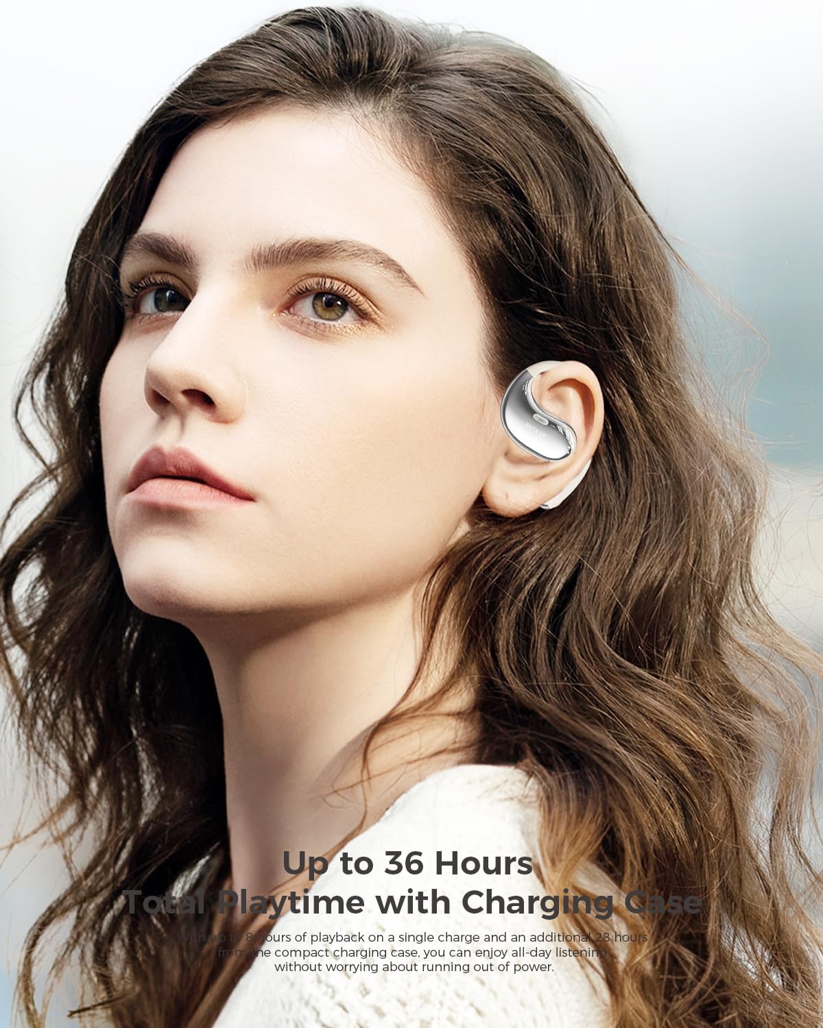 Micool Sport Open Ear Headphones Bluetooth 6.0, Clip On Earbuds Wireless with 36H Playtime for Running & Gym, Noise Cancelling Comfort Fit