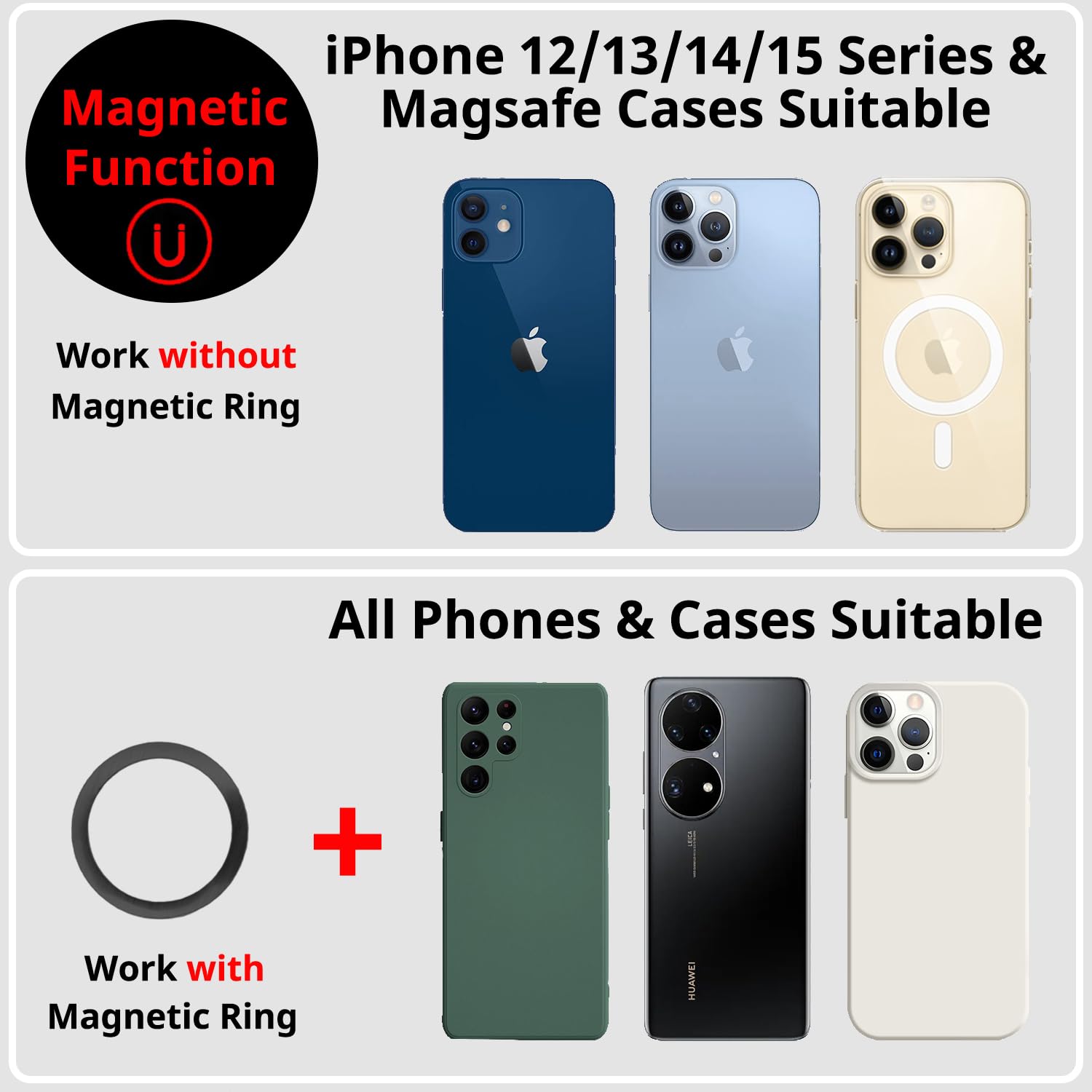 HAFOKO Magnetisch Smartphone CapGrip Kamera Handy Selfie Telefon Griff Handhaben Foto Telefon Halter mit Bluetooth Kabellos Fernbedienung Kompatibel für iPhone Alle Telefone Video Shooting Vlog