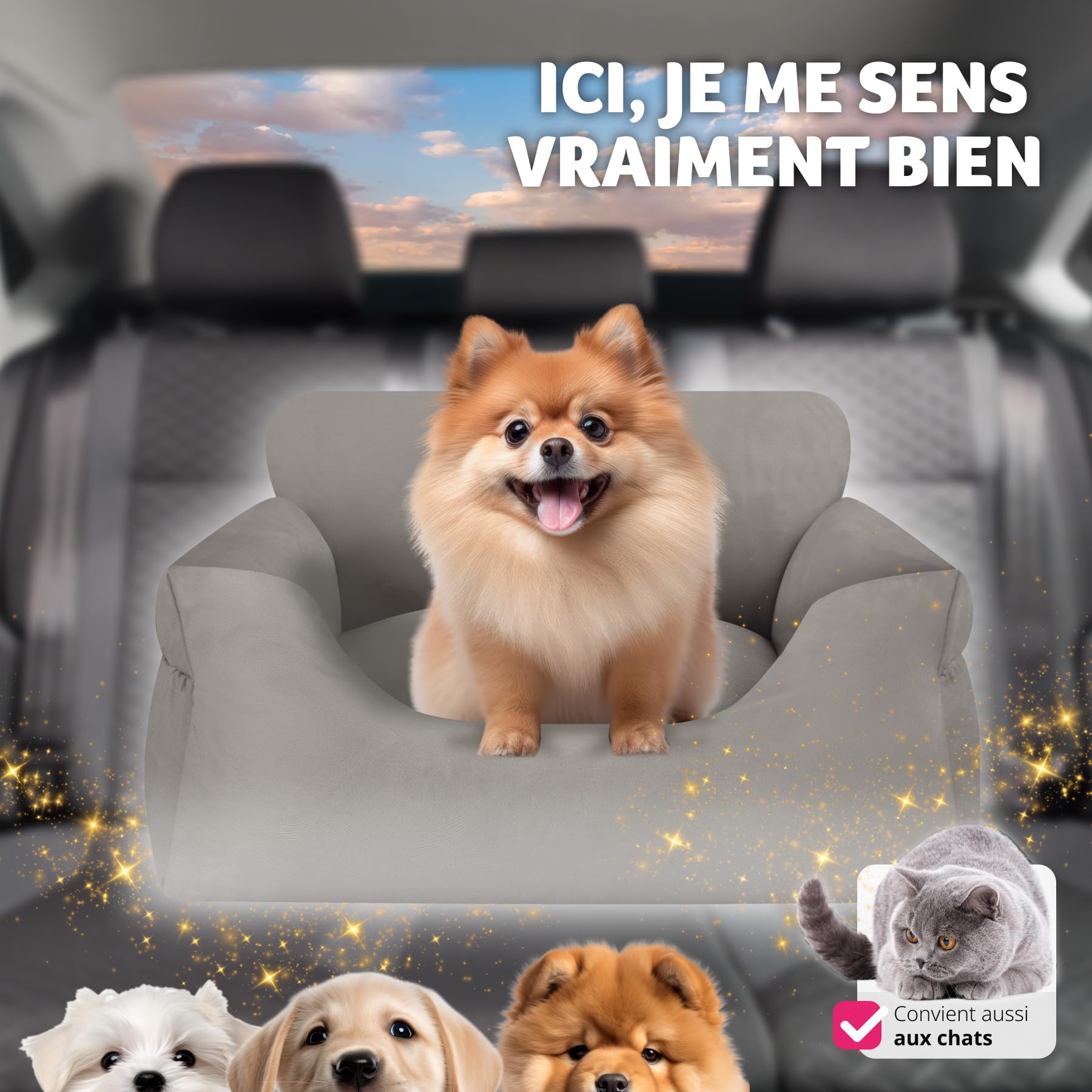 tectake® Siège Auto pour Chien Panier déhoussable & imperméable Protection Voiture Chien pour siège Avant & arrière avec Ceinture Lit pour Chien, Chiot, Chat Accessoire Voiture