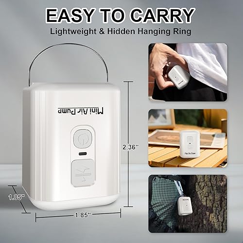 Miniatura 7 de Portable Air Pump for Inflatables Mini Air Pump with 1600mAh Battery & Camping Light - Rechargeable Electric Pump for Vacuum Storage Bags, Air