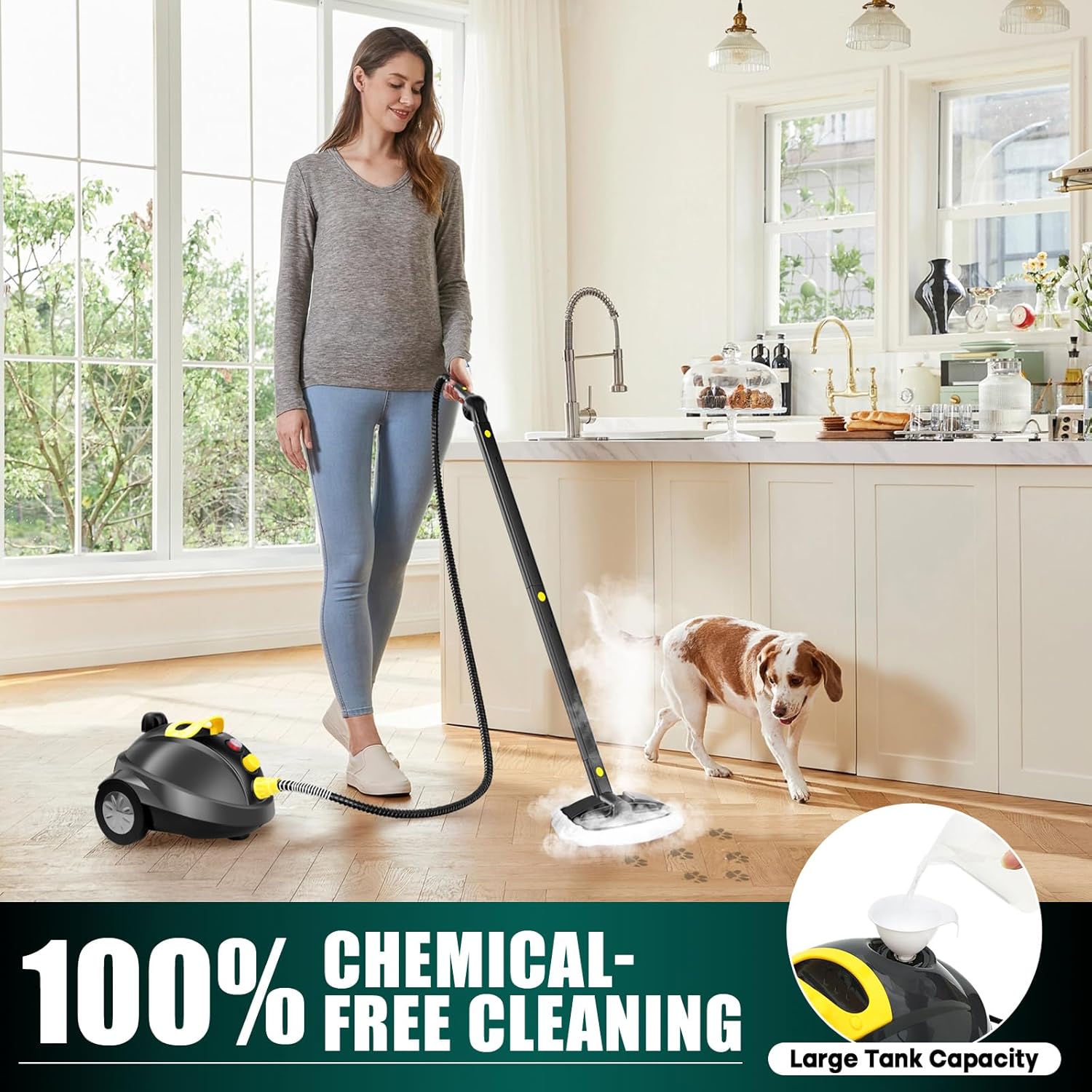 Steam Cleaner for Home Steam Mops for Floor Cleaning 275°F High Temperature 20 Accessories 13ft Power Cord 5 Min Heating Multipurpose 5 Bar Powerful Steamer for Grout, Tile, Upholstery
