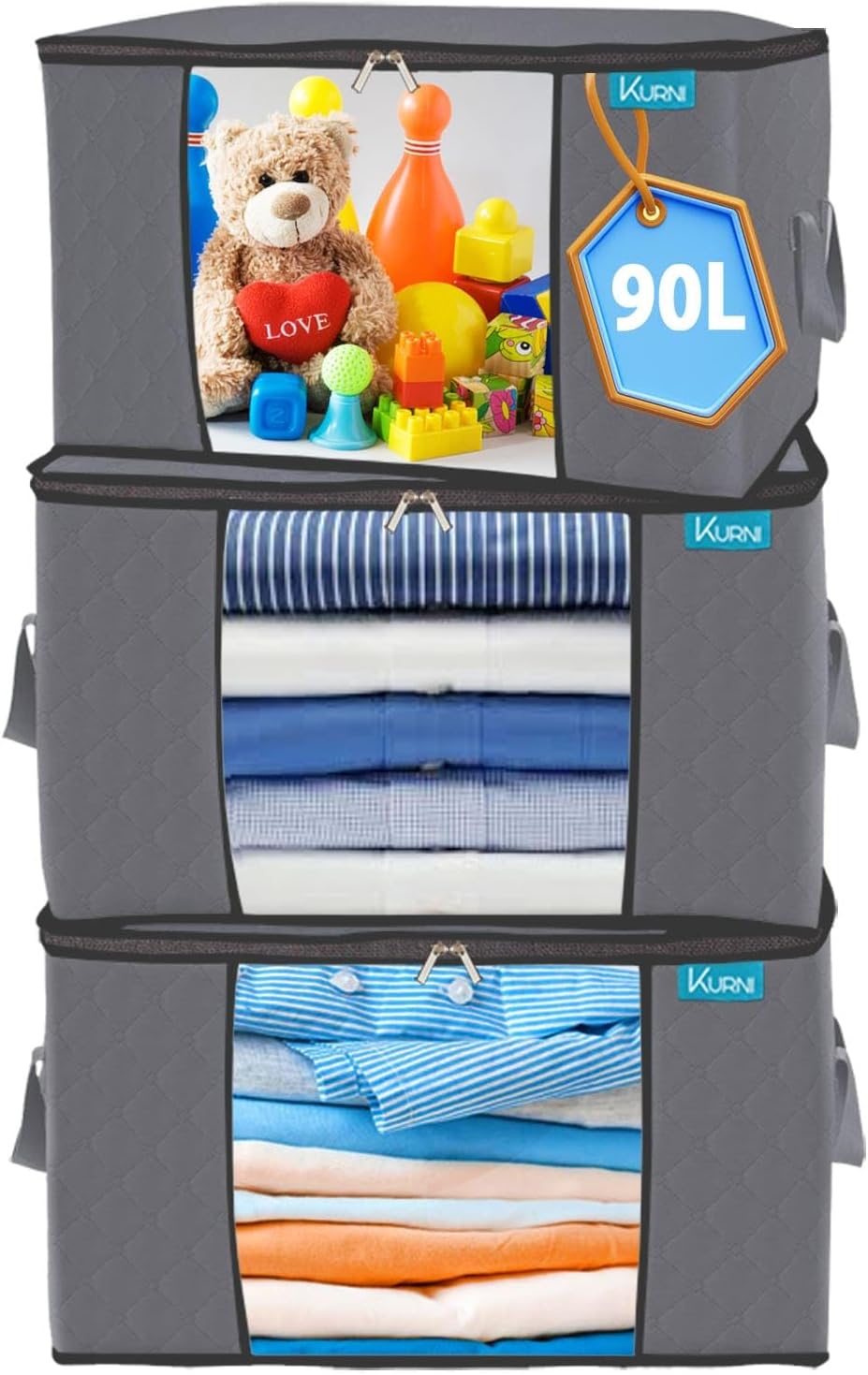 Budding Joy 4 Pack 90L Storage Bags, Large clothes storage bags with