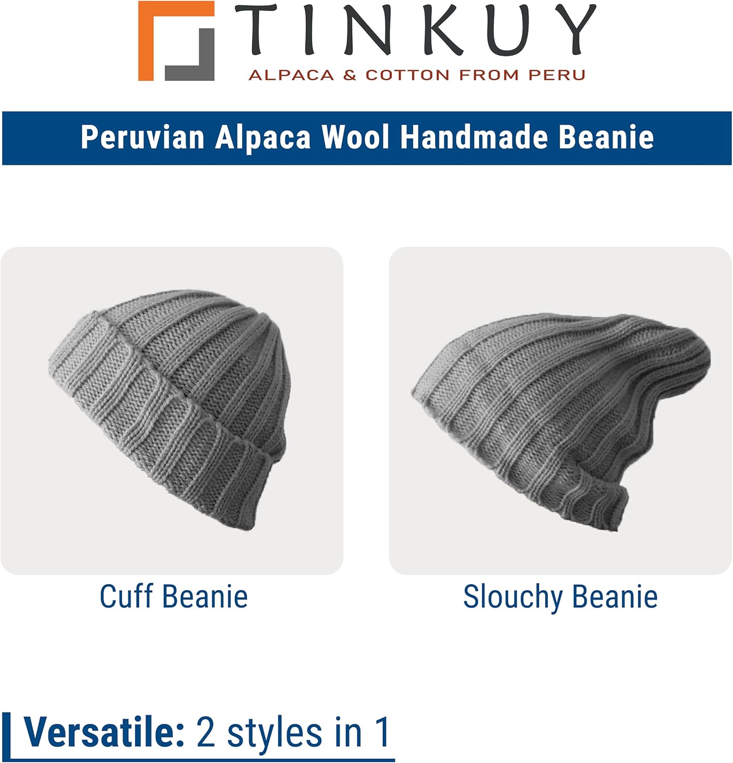 TINKUY Peru Alpaca Wool Men's & Women's Warm Soft Cuffed Slouchy Beanie Hat, Unisex, One Size - Image 5