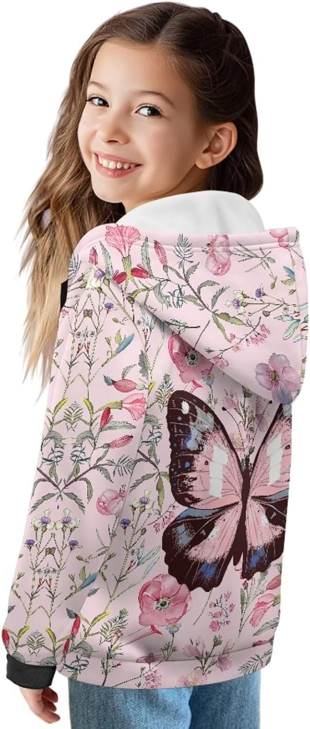 Zip Up Hoodies for Teen Girls 6-16 Hooded Jacket Warm Kids Zip Up Hoodie Oversized Sweatshirts for Sport
