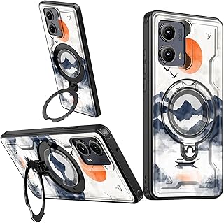 for Motorola Moto Edge 5G 2024 Case with 360° Rotatable Magnetic Stand, Military-Grade Protective Case with Strong Magnetic Kickstand Ring Holder, Landscape Painting