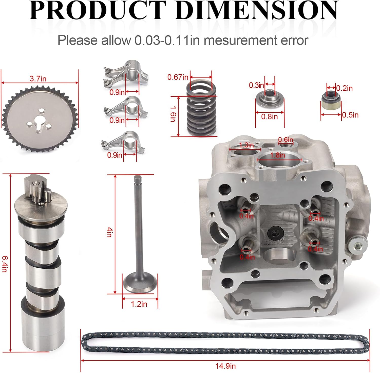 Engine Cylinder Head Rocker Arm Camshaft Valve Kit for Polaris Sportsman Magnum Scrambler Ranger 400 425 500 1995-2014